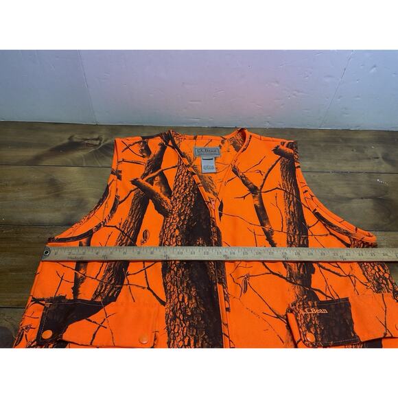 Vintage LL Bean Real Tree Men Vest Large R Orange Camo Hunt Pockets - Picture 10 of 13